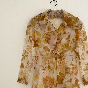 Vintage 1970s Sheer Floral Overcoat